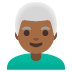 man, medium-dark skin tone, white hair